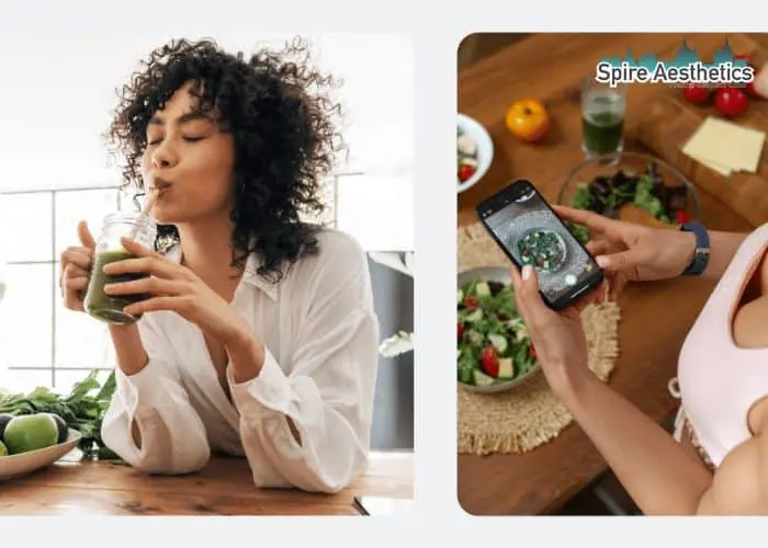 Image of woman looking into her diet and fat freezing Cheltenham to improve her health